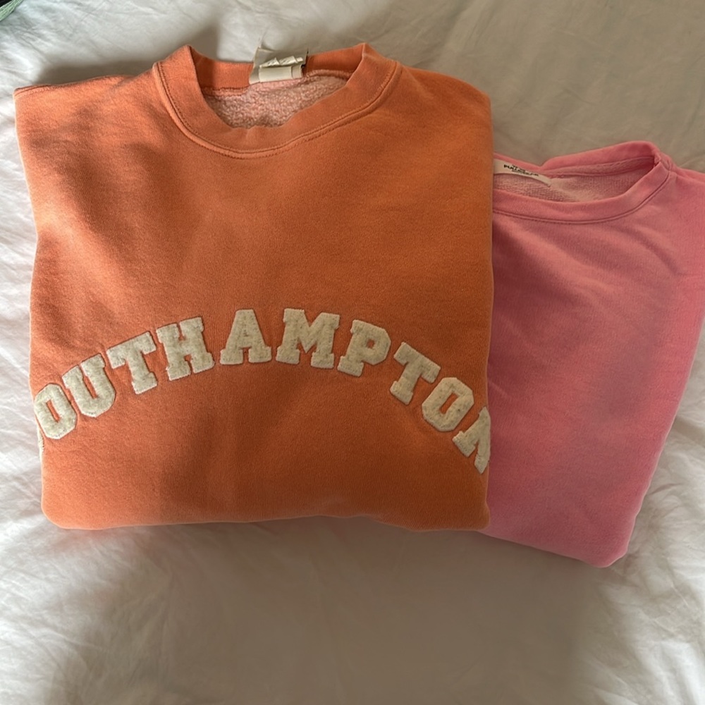 H&M Orange and Pink Crew Neck Sweaters